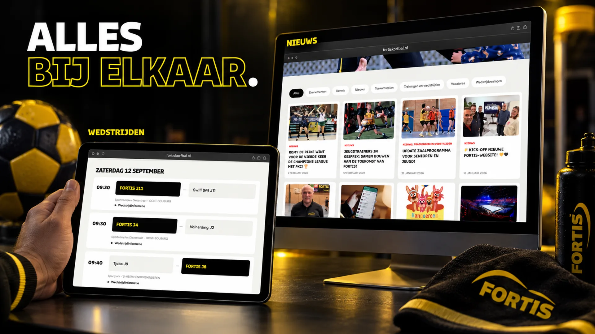 Wedstrijden en nieuws op de website van Fortis Korfbal